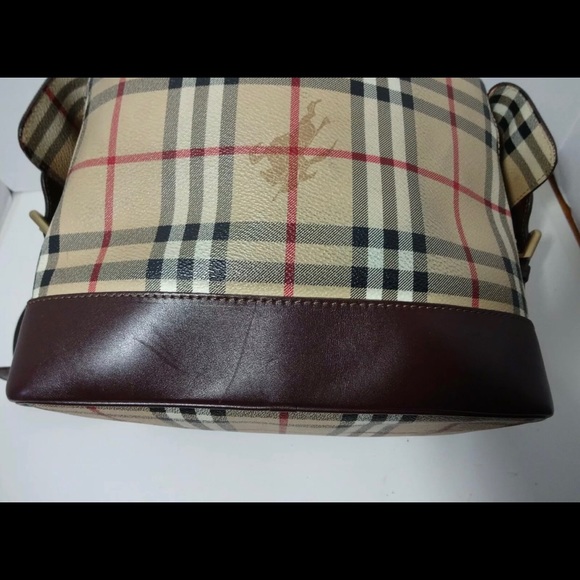 BURBERRY Haymarket Drawstring Bucket Shoulder Bag - Picture 9 of 12